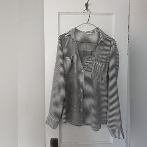 Black and white striped express portifino shirt size medium